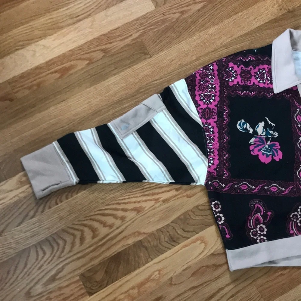 NWT Free People Overlapped Printed Sweatshirt Size Large